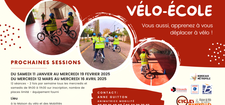 Vélo-école prochaine session 2025